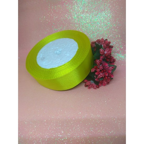 ОПТ Ленты атласные однотонные 2,5 см*25 ярдов цв. лаймовый, цена за катушку